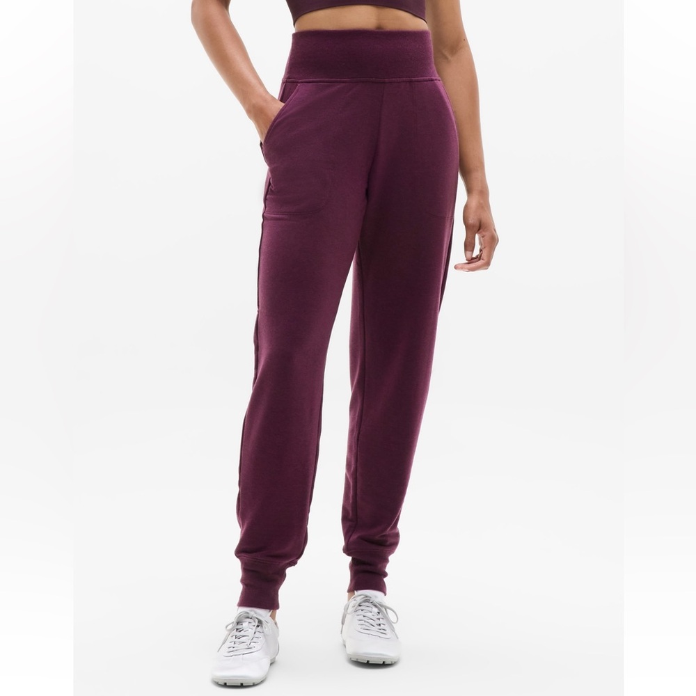 Athleta Coaster Luxe High Rise Jogger Spiced Cabernet Heather Small Tall Long - Picture 3 of 6